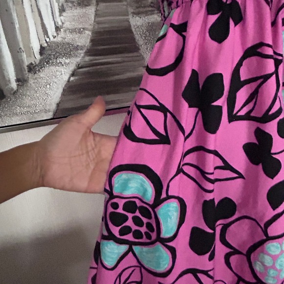 ZARA Printed Poplin Fuschia Pink Floral A Line Midi 100% Cotton Dress - Medium - Picture 6 of 12